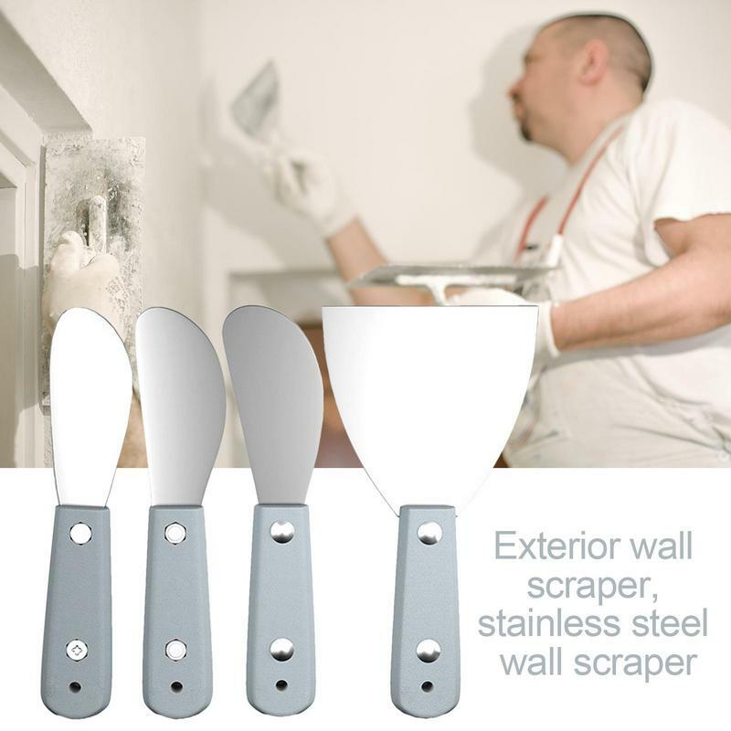 Exterior Wall Scraper Spackle Tool Stainless Steel Wall Scraper Tool Kit For Plaster Painting Drywall Putty Wallpaper Applique