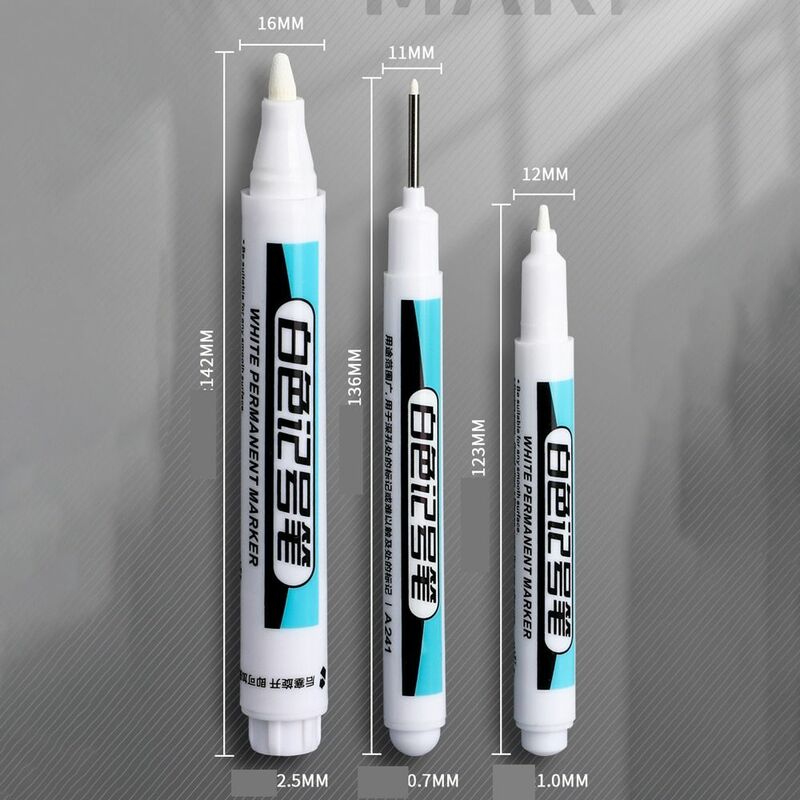 Waterproof White Permanent Paint Pen 0.7mm/1.0mm/.2.5mm Not Easy To Fade Oily Marker Pen Oily Not Dirty Hands White Marker Pens