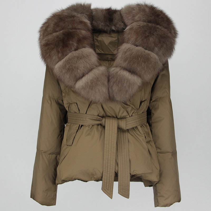 Jaket musim dingin wanita, MENINA BONITA, jaket musim dingin baru, kerah bulu rubah asli, pakaian luar longgar, mantel bawah tebal alami, pakaian jalanan, 2023