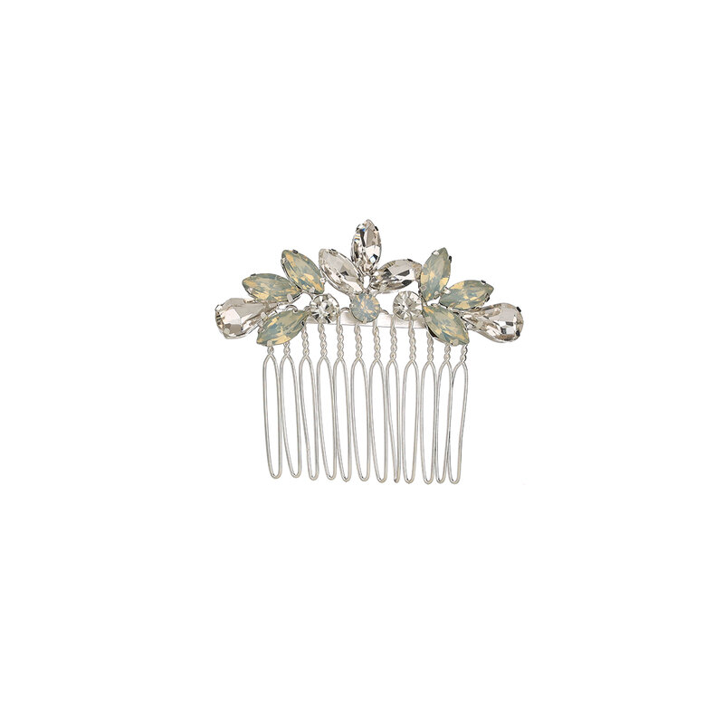 Opaal Kristal Haar Kam Bruids Haar Stukken Vintage Bruids Haar Clip Bruids En Bruidsmeisje Bruiloft Haar Ornament (Zilver)