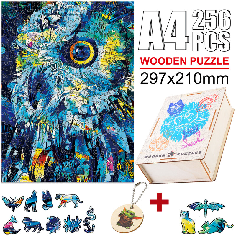 Wspaniałe drewniane Puzzle dla dorosłych zwierząt dzieci wykwintne sowa gry-układanki ciekawe DIY rysunek drewniane zabawki upominki świąteczne
