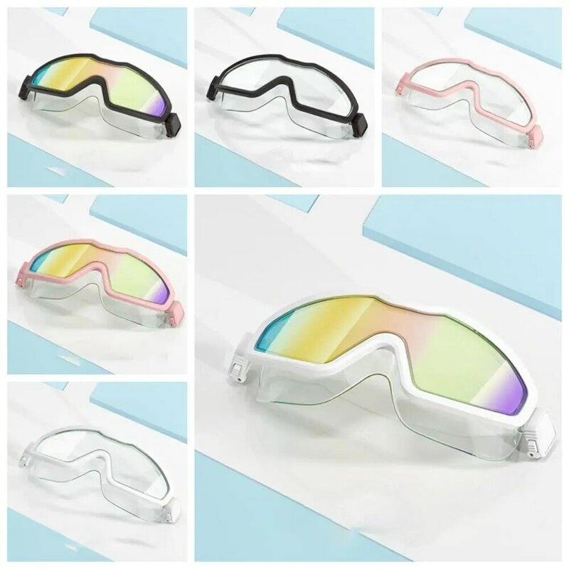 Lunettes de natation galvanisées HD, lunettes de plongée étanches, bande miroir en silicone avec bouchons d'oreille