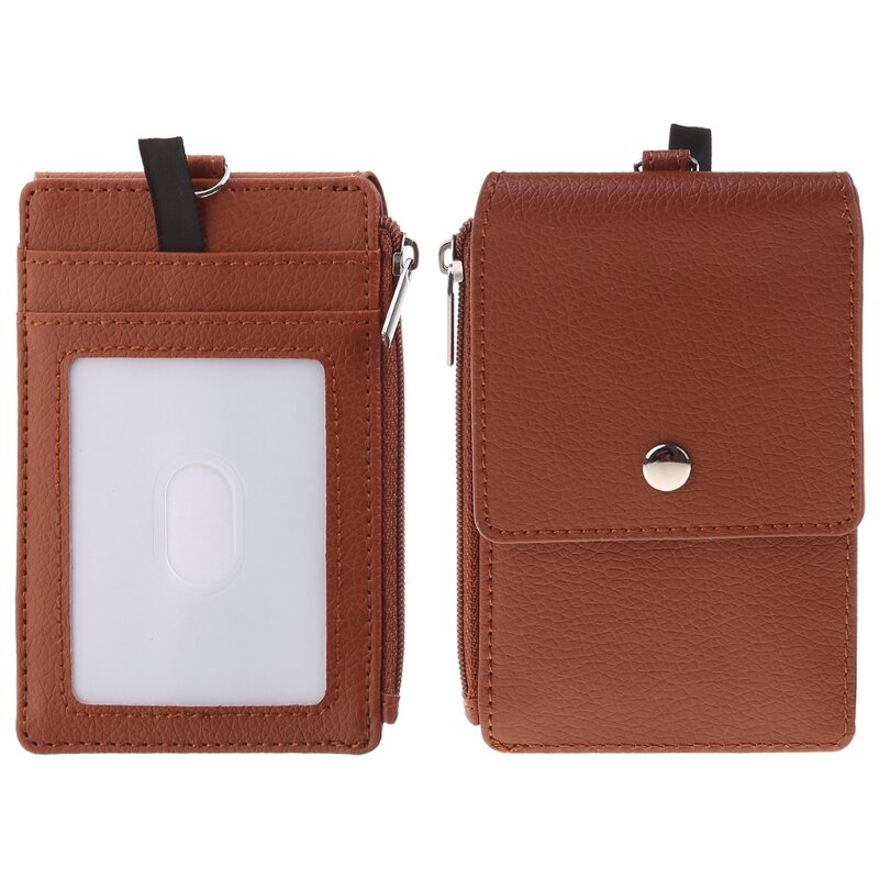 Abzeichen Halter mit Zipper ID Karte Halter Brieftasche mit Neck Lanyard RFID Sperrung X7YA