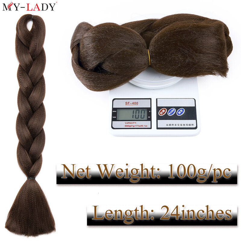 My-Lady 24 дюйма синтетические одиночные двойные косички для конского хвоста крупные косички искусственные цветные вязаные крючком волосы оптовая продажа удлинителей волос