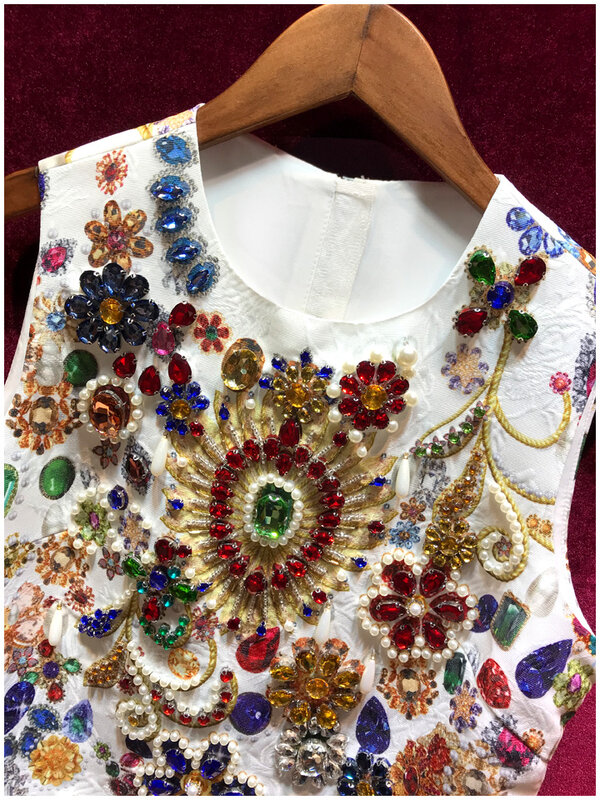 Lingzhiwu-vestido sin mangas de lujo para mujer, vestidos Vintage con cuentas de diamantes hechos a mano, línea a real de alta calidad, novedad de verano