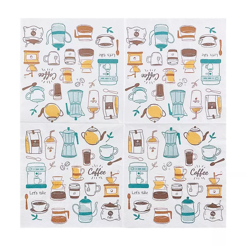 10/20pcs/Pac Coffee Printed Paper Napkins Creative Colourful Napkins Placemats Bar Decorative Napkins Household Facial Tissues
