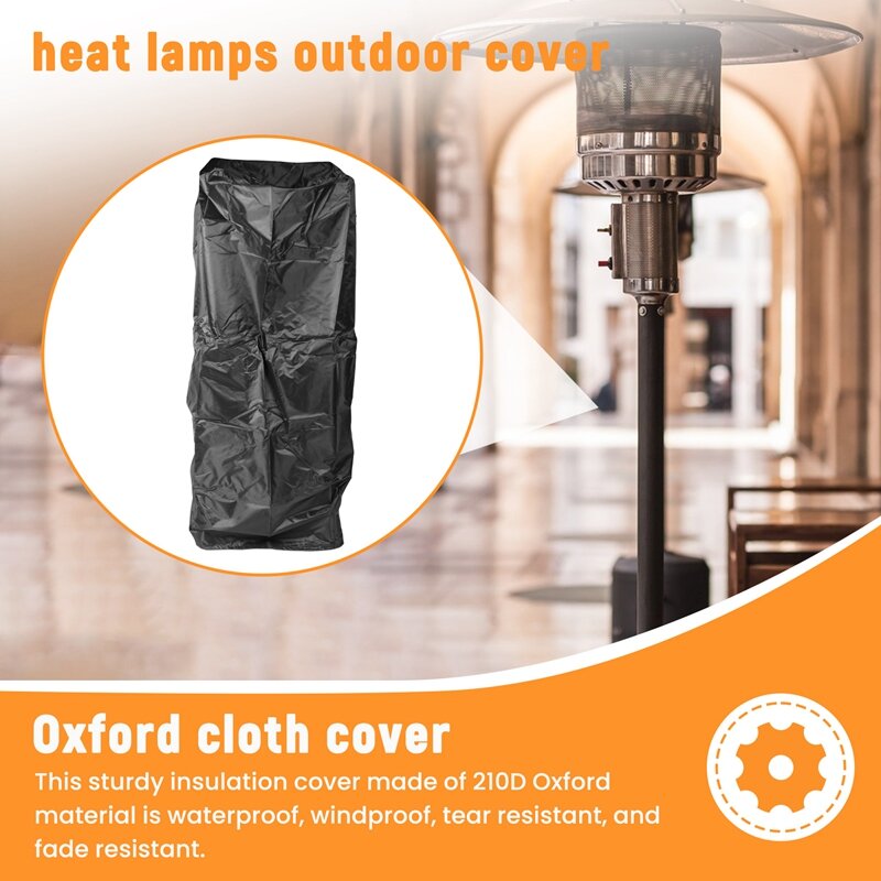 Patio Heater Covers Waterproof Outdoor Heater Cover 210D Oxford Waterproof, Windproof, Protection Around 50X50X120 Cm