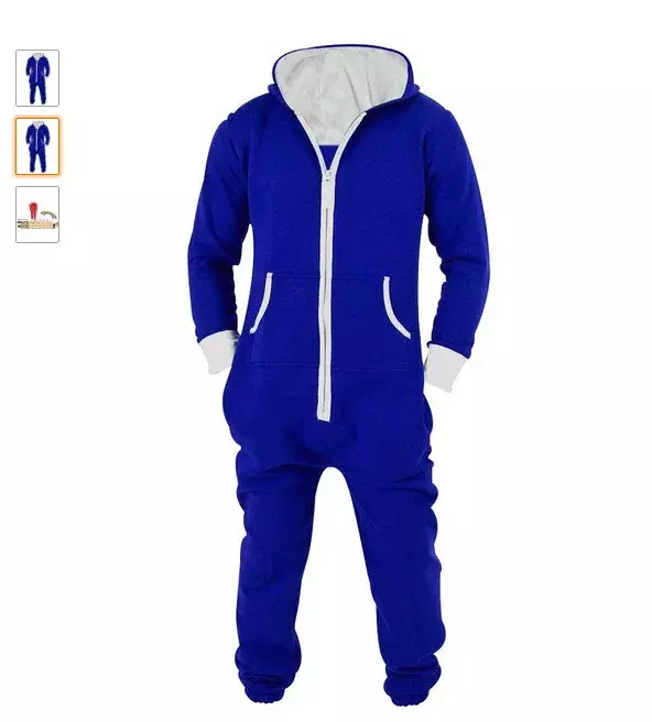 Pijama de una pieza para hombre y mujer, ropa de dormir de algodón, color negro y azul, Unisex