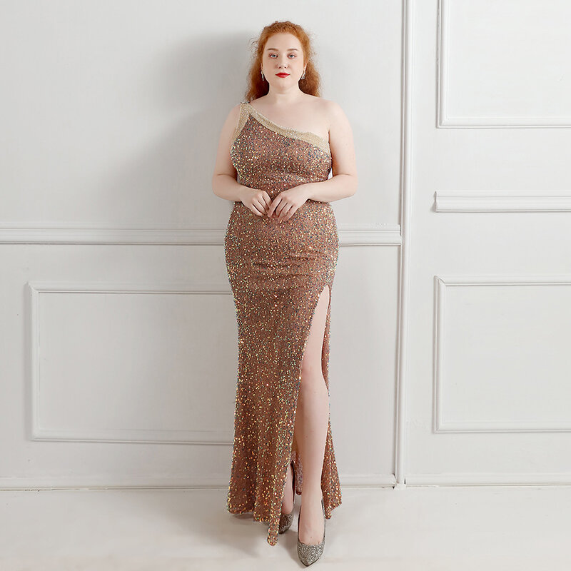 Женское вечернее платье-русалка, дизайнерское блестящее платье на одно плечо с блестками, официальное платье с красной ковровой дорожкой, пышное вечернее платье