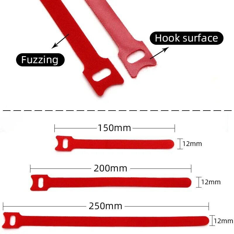 50/100 szt. Kabel wielokrotnego użytku z tworzywa sztucznego z lat trytytka trytytka 150 200 250 300mm paski nylonowe zawijane zapinane na zamek błyskawiczny bandaż