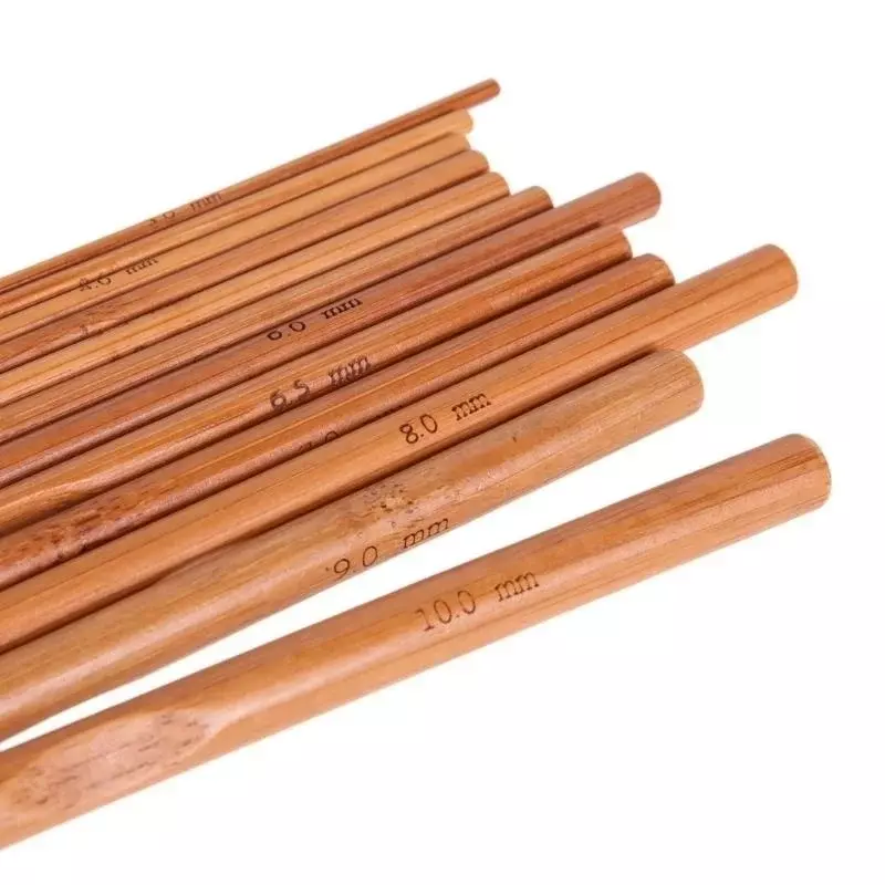 Juego de ganchillo de bambú, 12 unidades