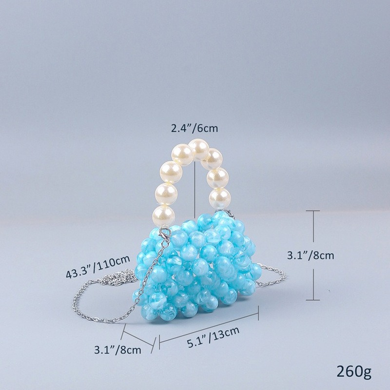 Summer New Macaron Color  Acrylic Beads Mini Crossbody Bag Handmade Beaded  Pearl Small Handbag Girls Coin Wallet Female 2022