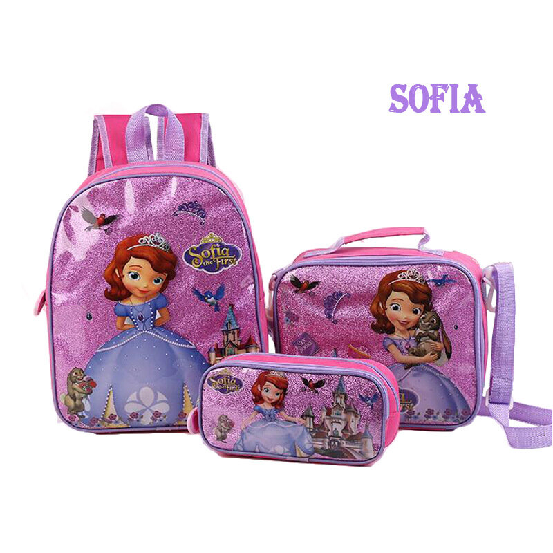 Набор из трех предметов для маленьких девочек, вместительный школьный портфель принцессы и Эльзы из мультфильма, милый рюкзак для мальчиков и девочек