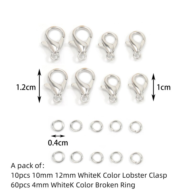 18K Whitek Goudkleurige Metalen Kreeft Gesp Haken Gebroken Ring Einde Connectoren Ketting Armband Ketting Diy Sieraden Bevindingen 10 Stuks