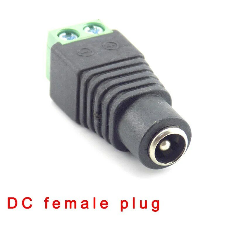 Conector adaptador de enchufe de alimentación de CC macho, 5 piezas, 5,5mm x 2,1mm, para tira de luces LED, Conector de prensa, cámaras CCTV
