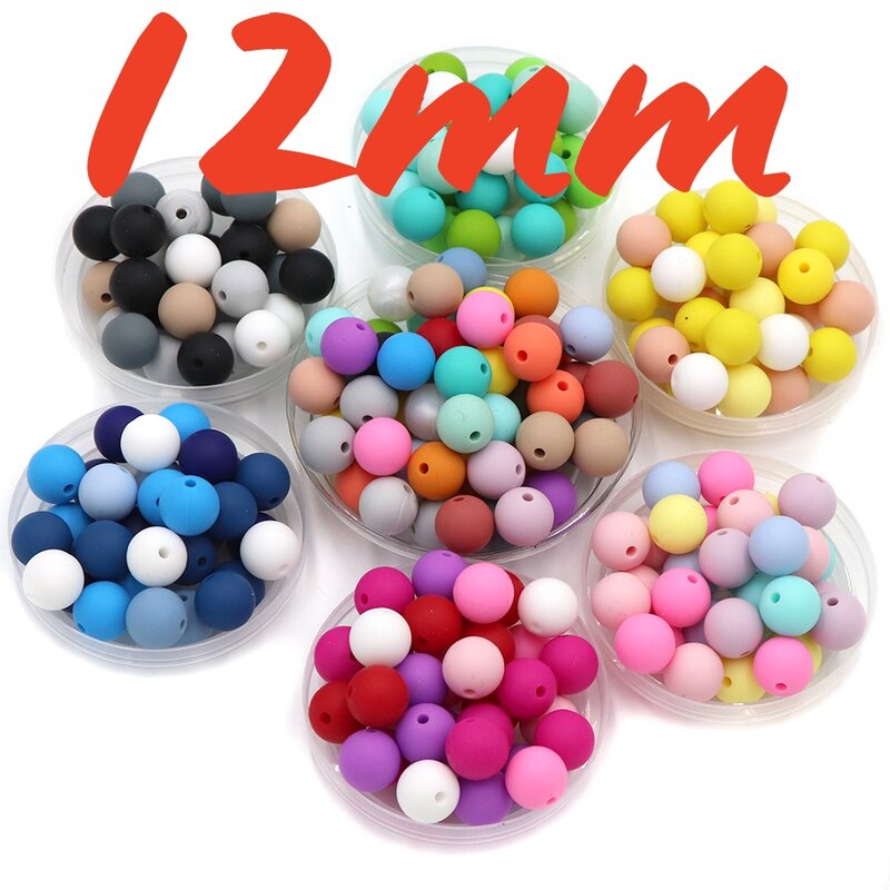 TeWindsor-Perles de dentition rondes en silicone pour bébé, sucette bricolage, collier, pendentif, jouets sans BPA, 12mm, 20 pièces