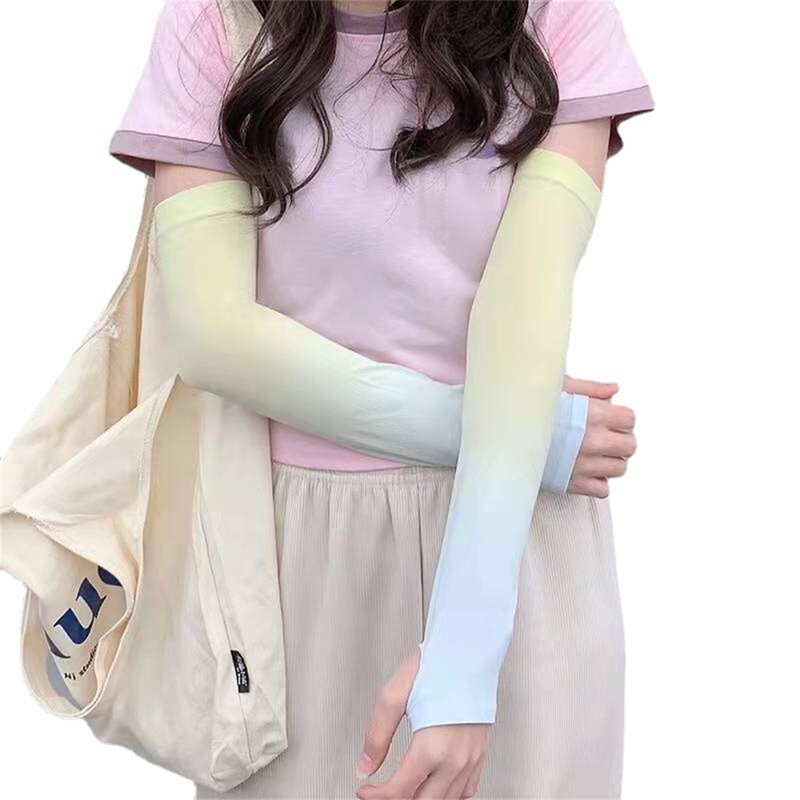 Женская летняя ледяная шелковая двухцветная Защита от УФ-лучей с градиентом цвета солнцезащитный ослепляющий Цвет ледяной рукав ZT018