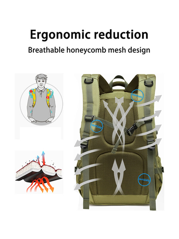 Уличный рюкзак для альпинизма, рюкзак для кемпинга и путешествий, карманный дизайн с зарядкой, Мужская Тактическая Военная сумка на плечо большой вместимости