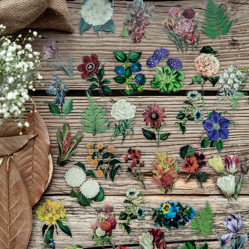 30 sztuk/paczka roślin tajne naklejki dla zwierząt torba Retro kwiat ręcznie książki materiał dekoracyjna naklejka