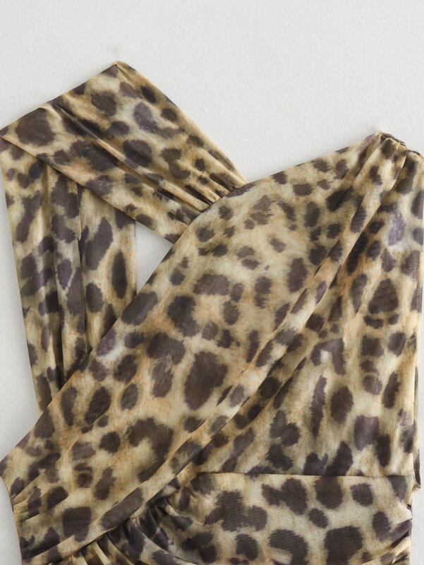 Vintage Women Irregular Leopard Bodysuits 2024 Fashion Ladies Holiday Slim Bodysuit for Female Chic Clothes
