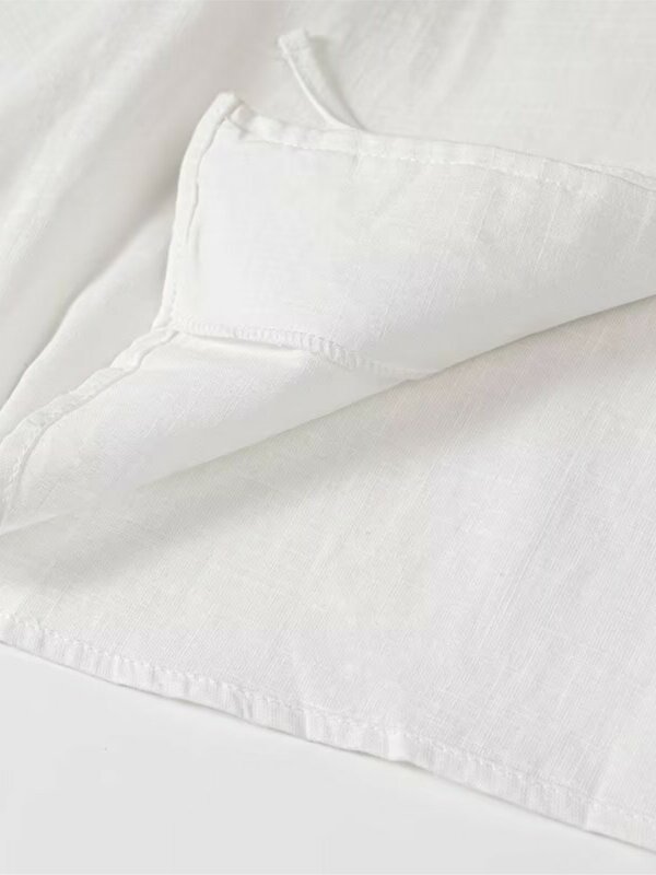 Blusa blanca Simple con cordones para mujer, blusa fina informal de manga larga con cuello en V que combina con todo, camisas elegantes a la moda para verano, 2024
