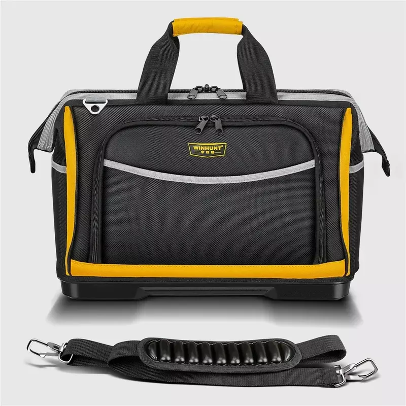 プロのジッパー式電気技師ツールバッグ、大容量オックスフォード布ツール収納、多機能バッグ、新モデル