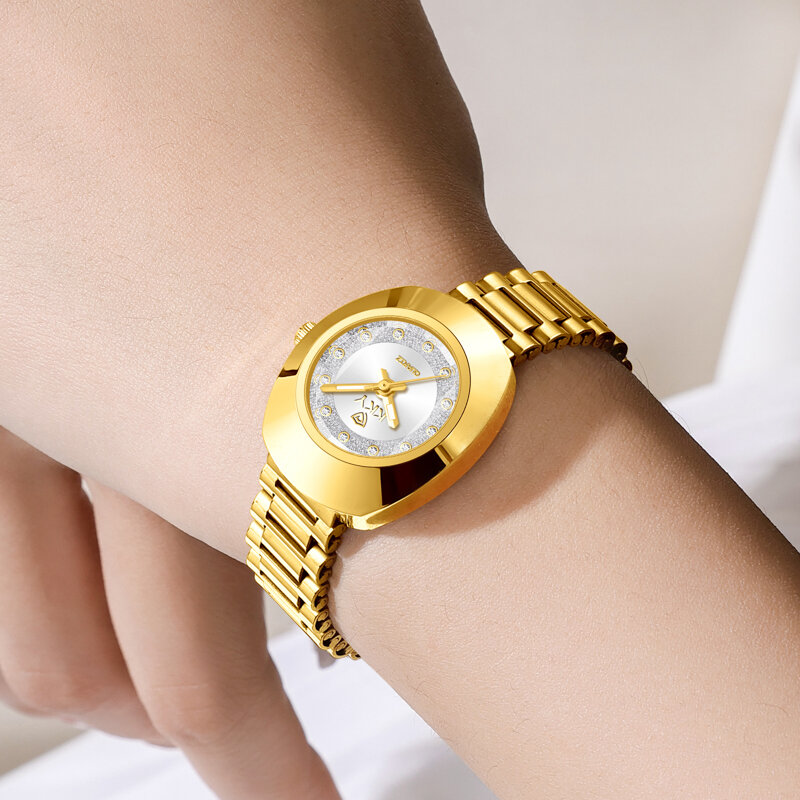 KKY 2024 Luxury Golden Quartz Wristwatches For Women Ladies Fashion Waterproof Female Rhinestone Girl Watches Relogio Feminino