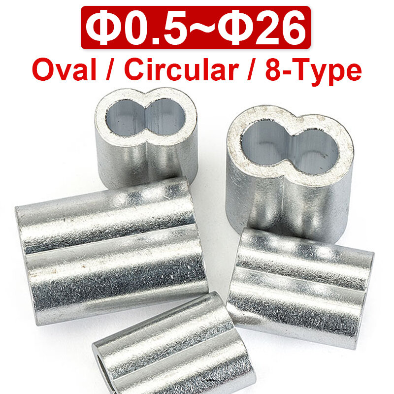 Draad Touw Vaste Aluminium Mouw Geperst Ovale Aluminium Clip Connector Slot Cirkel 0.5/1/2/3/4/5/6/8/10/12 ~ 26Mm Al Vaste Gesp