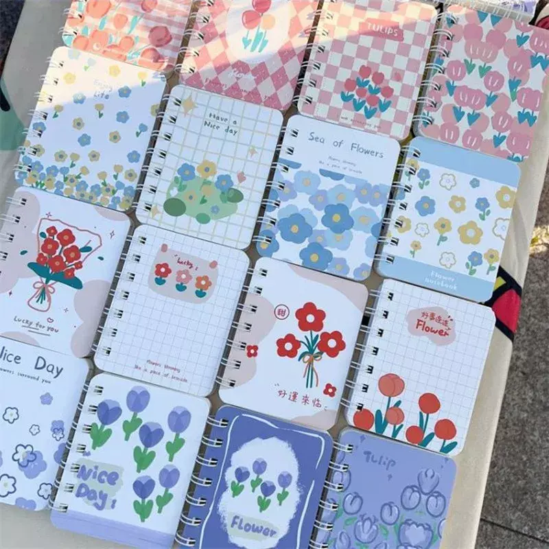 1 Pc Random Lovely Mini Notepad Retro European Style Flower Small Journal for Kids Cute Scrapbook Coil Notebook Student Supplies