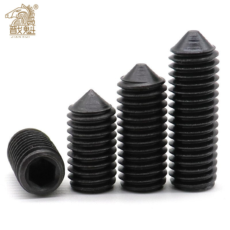 5-100pcs 12.9 Black Carbon Steel Hex Hexagon Allen Head Socket Screw Cone Point Grub Set Screws Bolts M2 M2.5 M3 M4 M5 M6 M8 M10