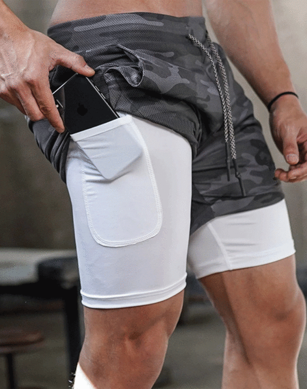 Men's Anime Hunter x Hunter Gym Shorts Bilayer 2-in-1 Breathable Quick-drying Absorb Sweat Sports Short Gym Jogging Pants