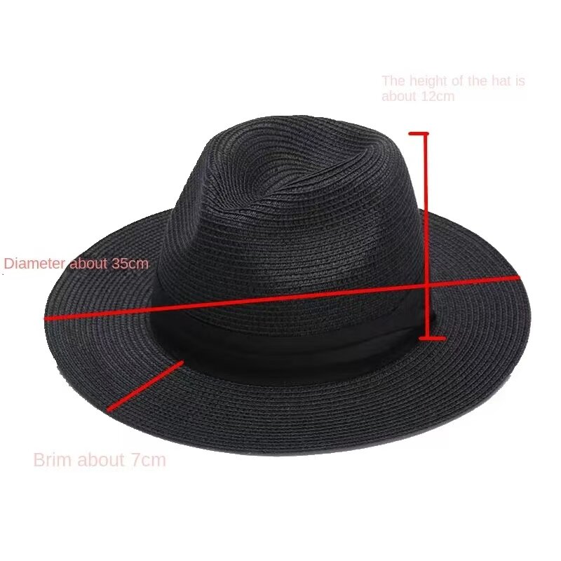 Panaman-chapéu de palha para homens e mulheres, tamanho grande, dobrável, tampa superior, proteção solar, sombreamento do sol, tamanho grande, 63cm