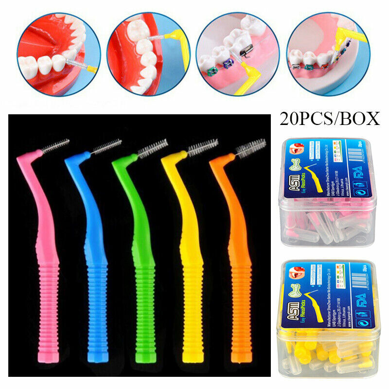 แปรงขัดซอกฟันแบบดันทรง20ชิ้น/กล่องแปรงสีฟันฟอกสีฟันไม้จิ้มฟันสำหรับจัดฟันการดูแลสุขอนามัยในช่องปาก