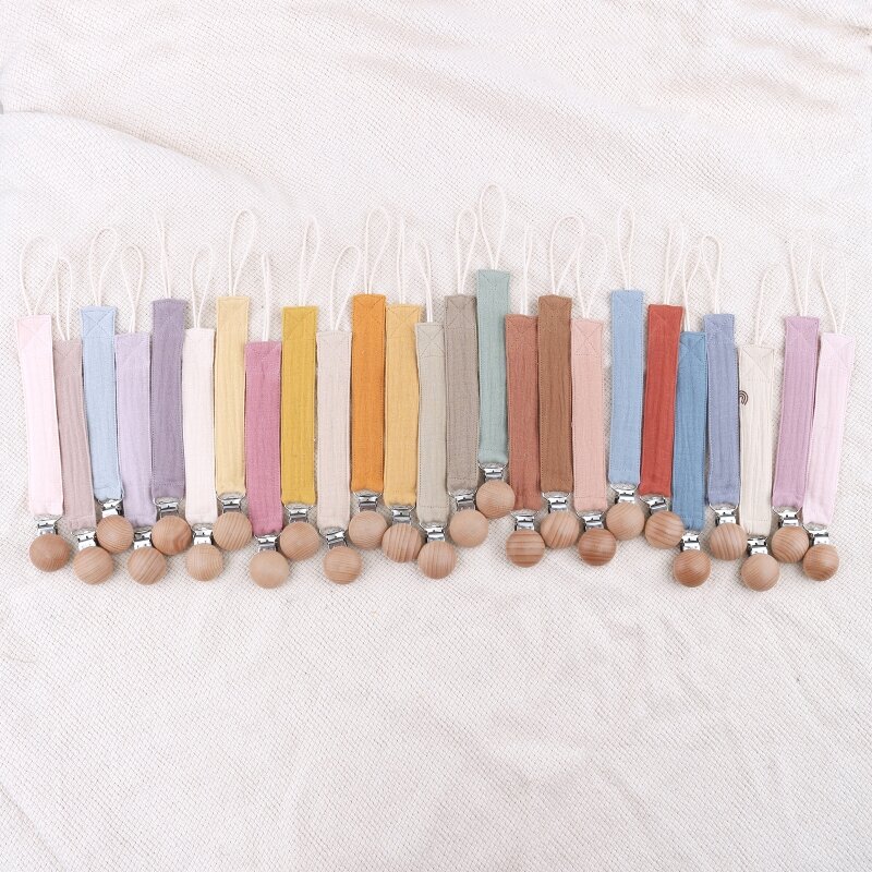 Baby Cotton Pacifier Chain Beech  Pacifier Clip Infant Teething Toy Holder Dropshipping