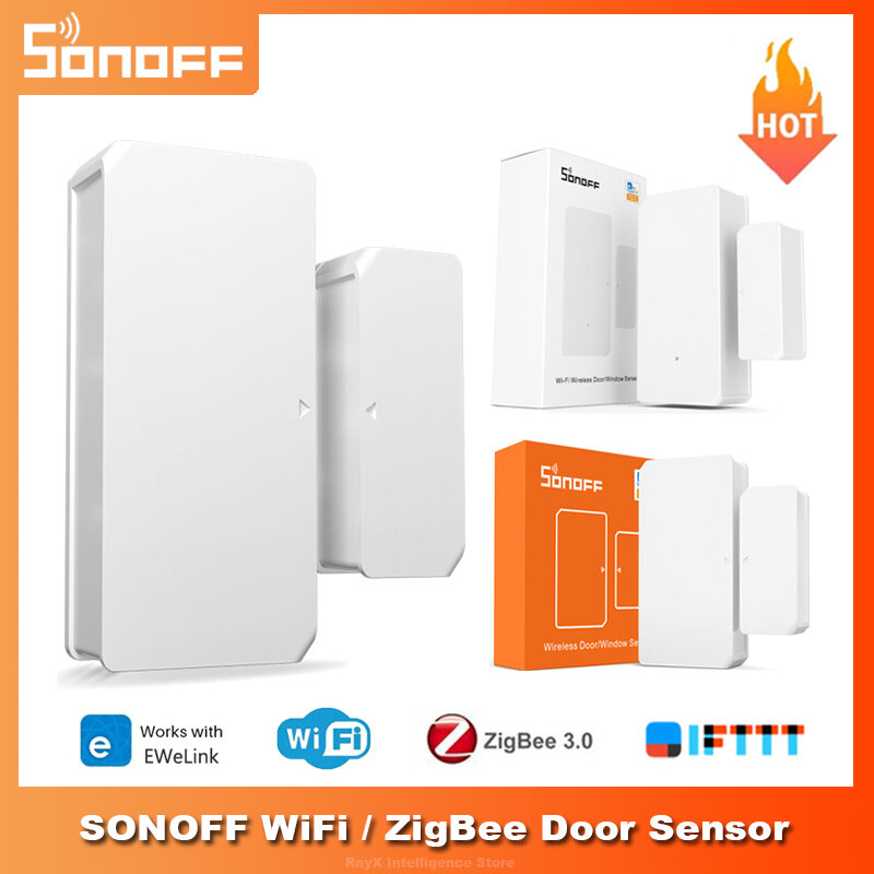 SONOFF DW2 WiFi/ SNZB-04 Zigbee Sensor Pintu Jendela Pintu Terbuka/Tertutup Detektor EWeLink Pemberitahuan Aplikasi Alarm Keamanan Rumah Pintar