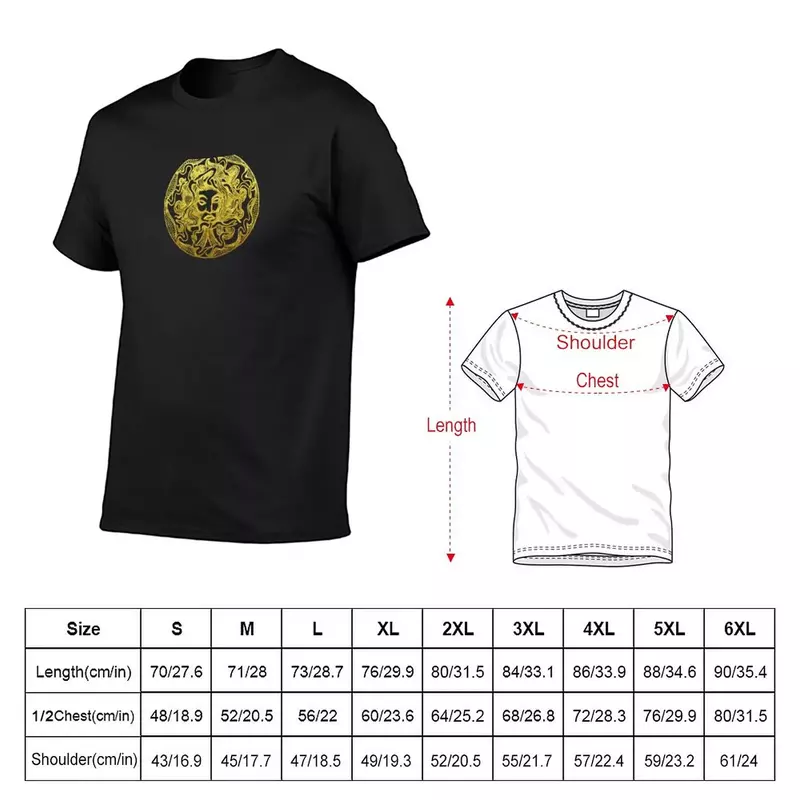 Medusa-T-Shirt Dourada Masculina, Simples, Camisetas Engraçadas