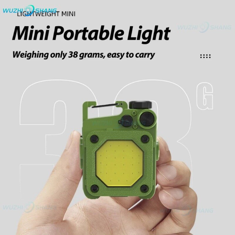 ไฟฉาย LED ขนาดเล็กชาร์จไฟได้แบบ USB พวงกุญแจไฟฉายอเนกประสงค์โคมไฟสำหรับทำงานแคมป์ปิ้งตกปลา