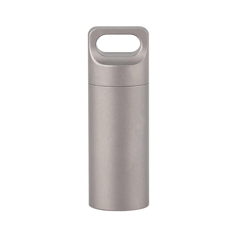 Botella de píldora de emergencia impermeable portátil de aleación de titanio, una sola capa, antideslizante y ligera