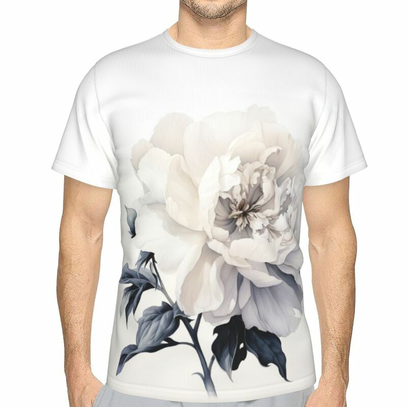 Camiseta de manga corta informal para hombre, en 3D Camiseta con estampado de flores, fresca y transpirable, Top suelto grande, moda de verano, Y2K