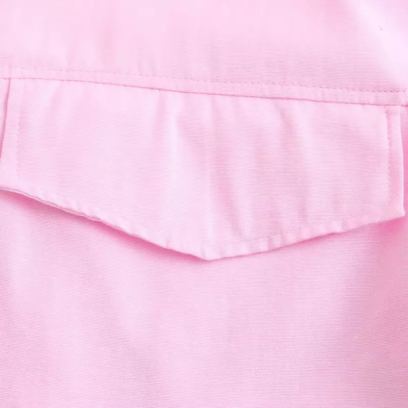 Dames 2024 Nieuwe Mode Flip Decoratie Korte Casual Splicing Oxford Shirt Retro Lange Mouw Knoop Dames Shirt Unieke Top