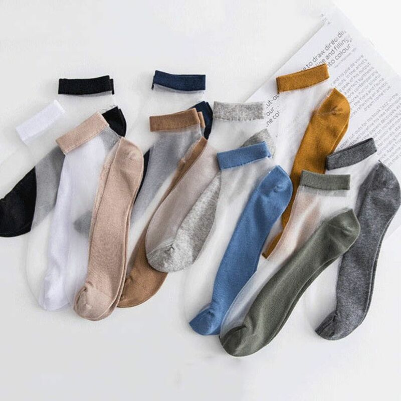 Носки-тапочки невидимые короткие носки до щиколотки для мужчин однотонные носки средней длины мужские носки мужские Чулочные изделия шелковые носки