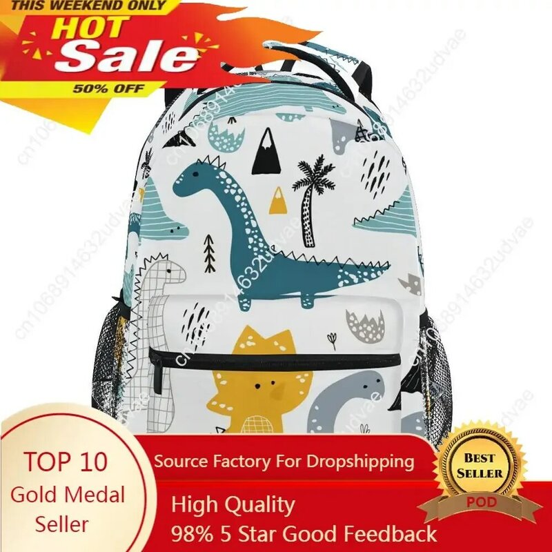 Tas punggung sekolah motif dinosaurus, tas ransel anak laki-laki perempuan, tas ransel sekolah motif kartun hewan untuk anak-anak, tas ransel buku