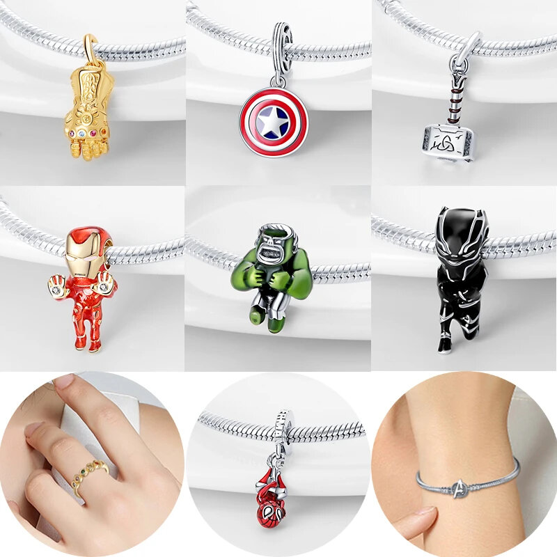 Spider Man Charm Original Model Production Pandora 925 Silver Bracelet DIY Women's Jewelry Christmas Gift