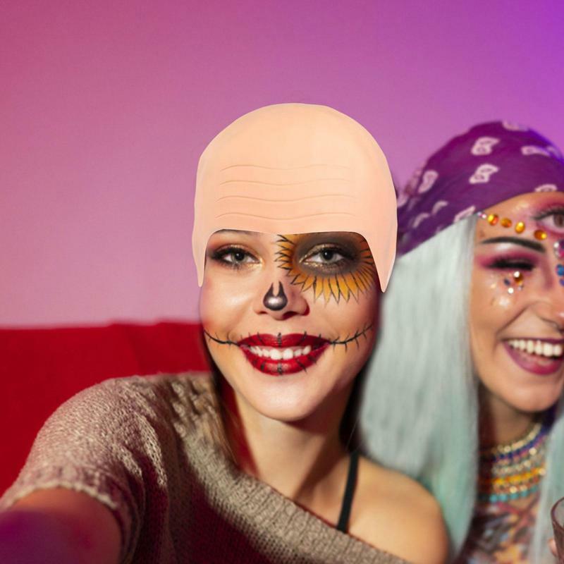 Kaal Voor Volwassenen Realistische Make-Up Kale Hoofd Verkleedkostuum Cosplay Rekwisieten Hoed Voor Mannen Dames Halloween Kerstfeest