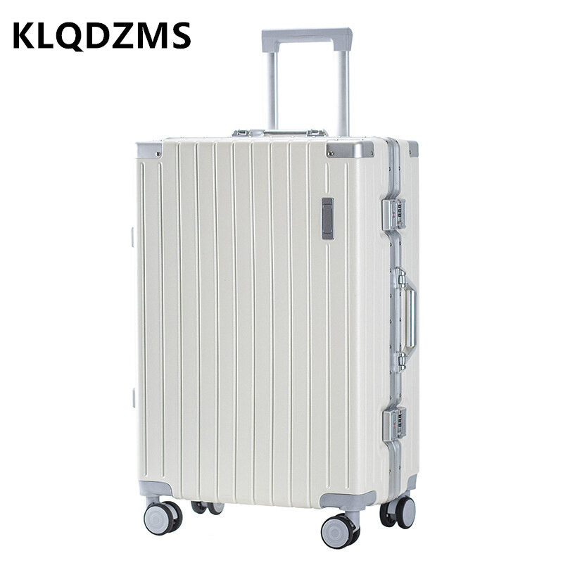 KLQDZMS 20"22"24"26 Inch Luggage Ladies Aluminum Frame Trolley Case Anti-scratch Wear Boarding Box with Wheels Rolling Suitcase