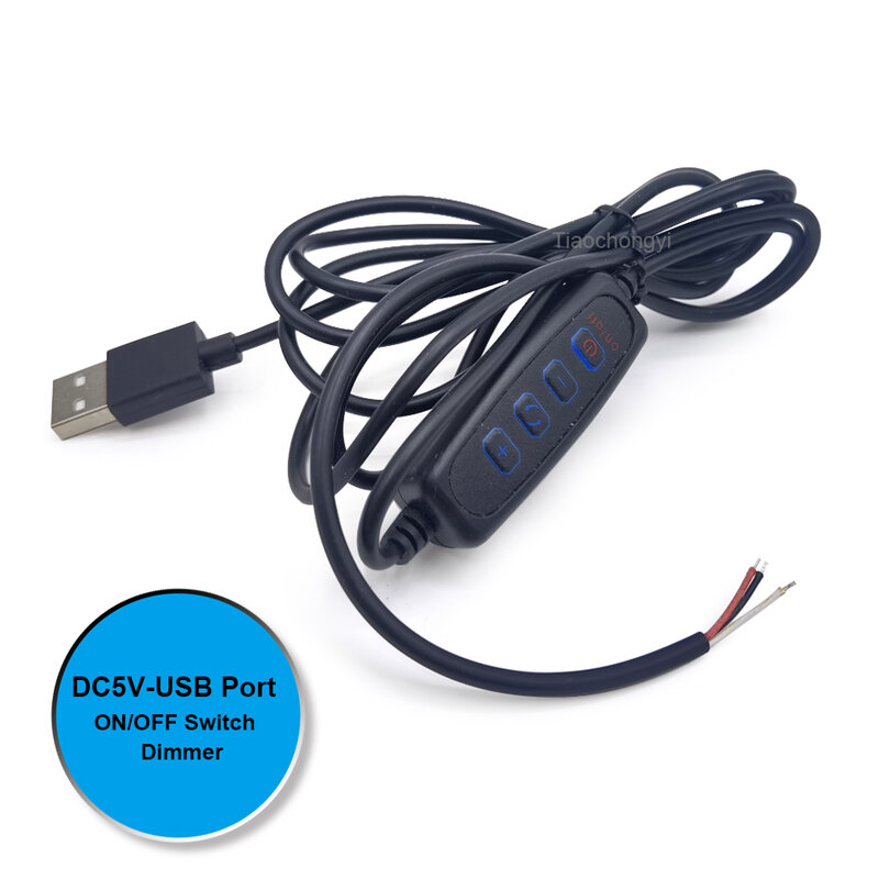 DC 5V LED 조광기 USB 포트 전원 공급 장치 라인, 색상 매칭 연장 케이블, ON OFF 스위치 어댑터, LED 전구용