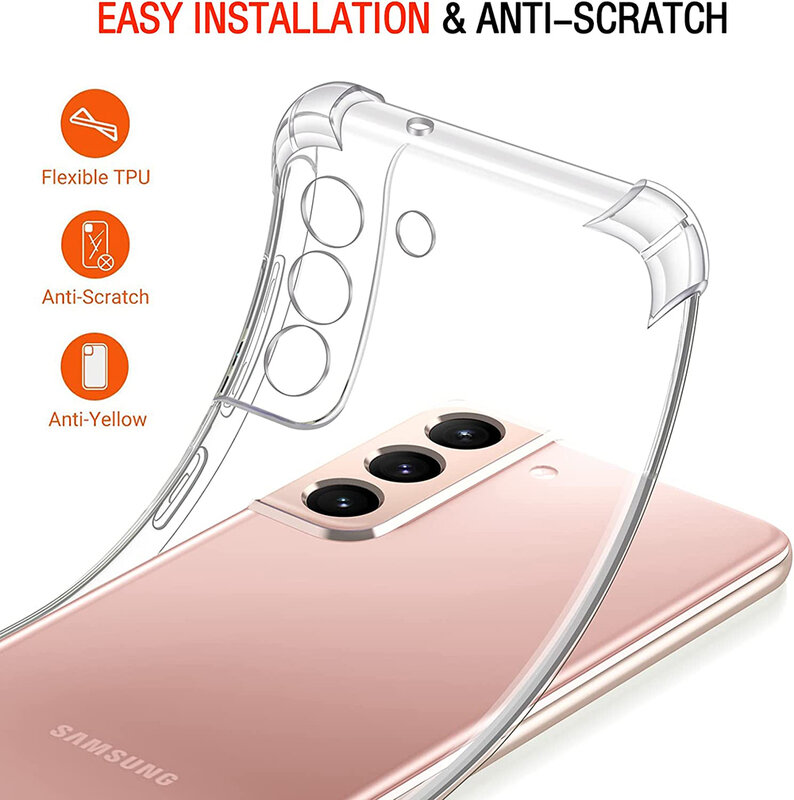 Stoßfest Soft Clear Silikon Fall Für Samsung Galaxy S22 S21 S20 FE S10 Hinweis 10 Plus 9 8 20 Ultra dünne Transparente Zurück Abdeckung