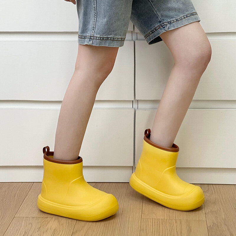 Rainboots 2024 New Thick Sole High cut Fashion Parent Child Anti slip Waterproof Rainshoes All Seasons