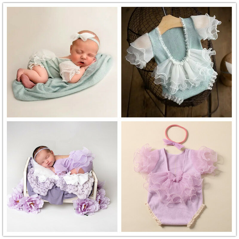 Accesorios de fotografía para recién nacido, conjunto de vestido para niña, pelele para bebé, accesorios para fotografía