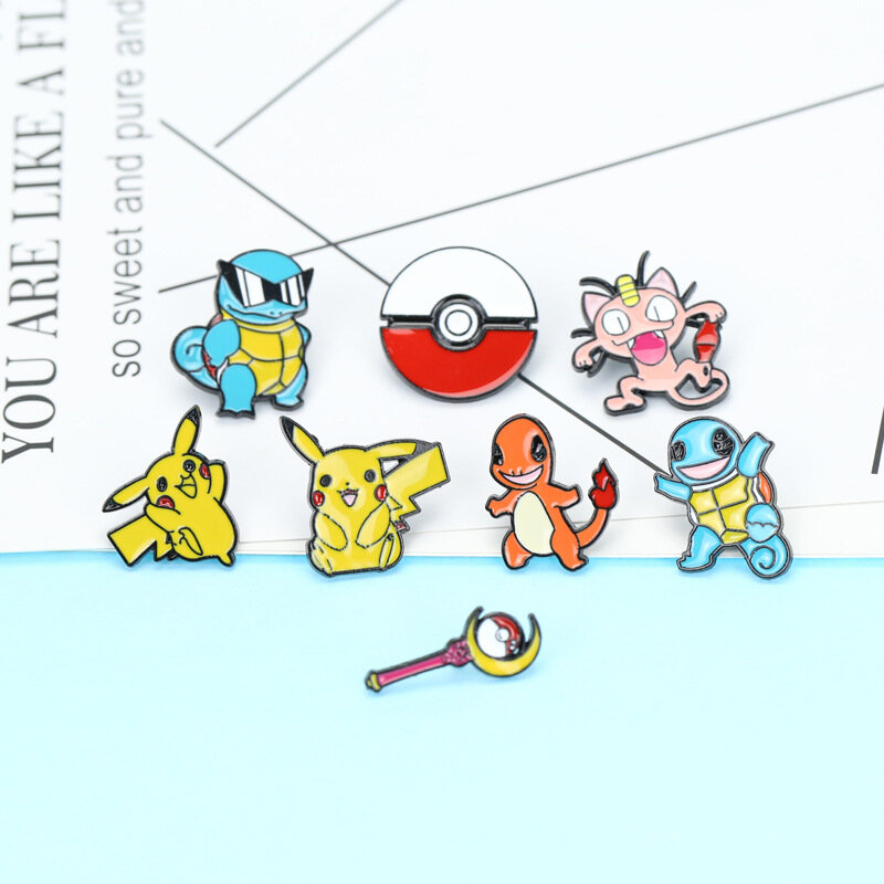 Pokemon Anime Hình Pikachu Meowth Nhật Bản Hoạt Hình Phong Cách Phim Huy Hiệu Pin Lapel Pin Động Vật Thổ Cẩm Quà Tặng Dành Cho Người Hâm Mộ Bạn Bè